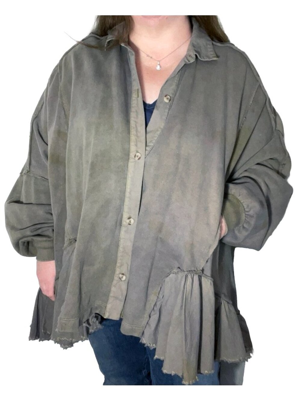 Free People Button-up Ruffled Hem
Sweatshirt S
